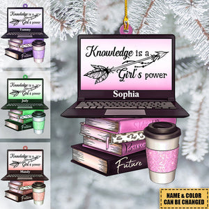 Knowledge Is A Girl's Power - Personalized Acrylic Car / Christmas Ornament
