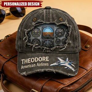 Personalized Airplane Cockpit Instrument Panel Classic Cap-Gifts For Pilot