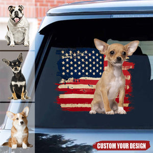 America personalized dog flag printed decal -  gift for dog lovers