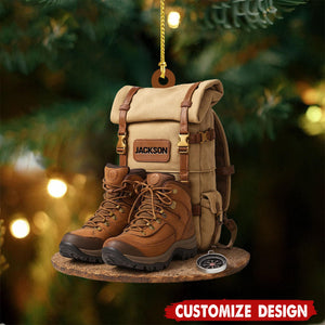 Personalized Hiking Flat Acrylic Ornament, Custom Hiking Lovers Christmas Ornament, Unique Camping Lover Gift, Xmas Gift For Hiking Club