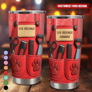 Celebrate Pet Grooming Passion With Scissors And Paw Prints,Custom Stainless Steel Tumbler,Gift For Dog Groomers