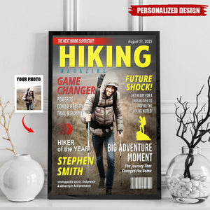 Custom Hiking Magazine Cover Poster, Gift For Hiking Lover