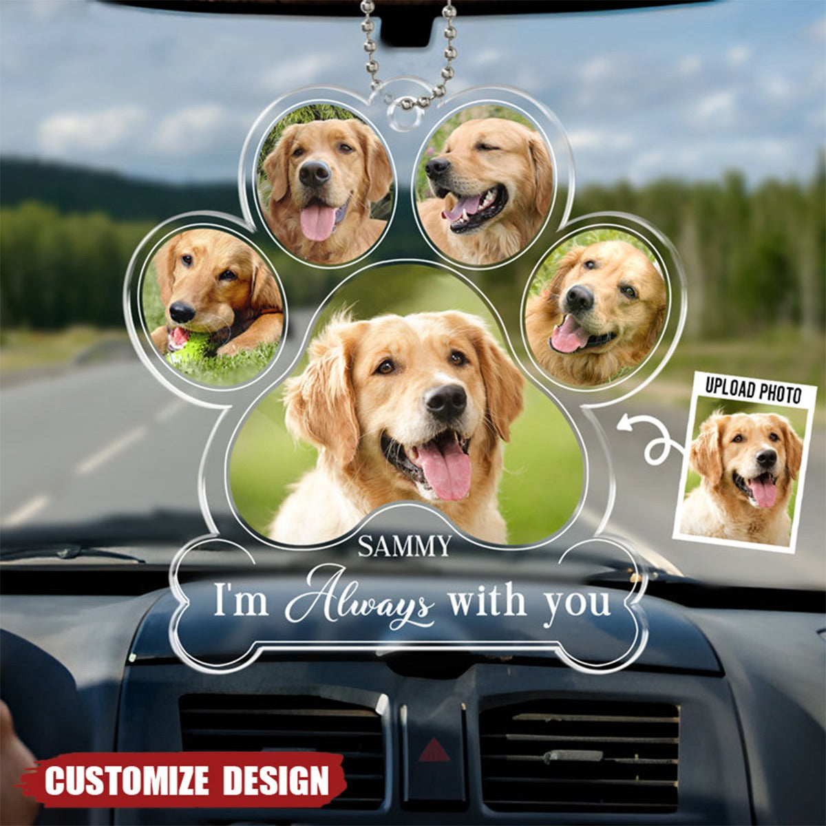 I Am Always With You - Memorial Personalized Dog Car Ornament