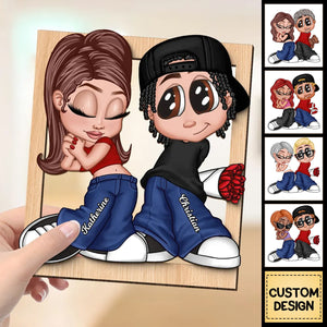 Y2K Couple Frame Personalized 2-Layer Wooden Plaque, Gift For Him, Gift For Her