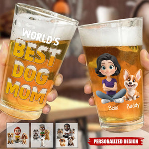 Best In The World-Personalized Dog Mom Dog Dad Beer Glass