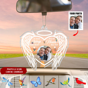Your Wings Were Ready But My Heart Was Not - Personalized Acrylic Photo Car Ornament