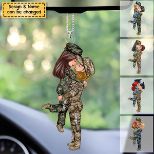 Personalized Car Ornament, Couple Portrait Army Gifts by Occupation