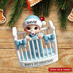 Personalized Baby Inside Crib Baby's First Christmas Ornament
