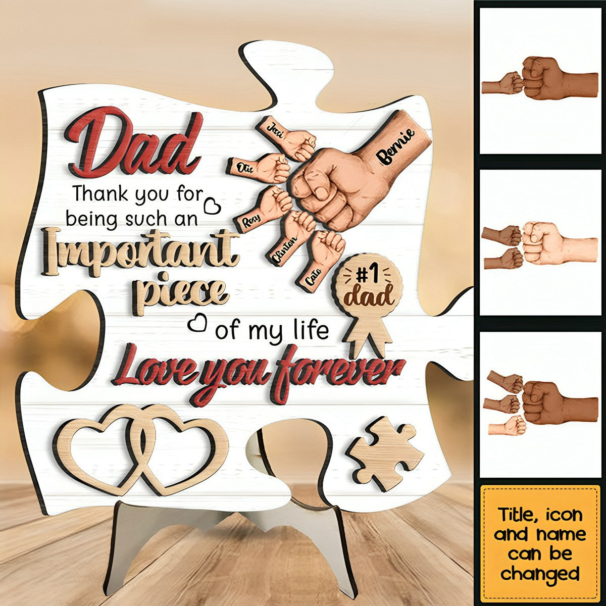 Gift For Dad Important Piece 2 Layered Separate Wooden Plaque