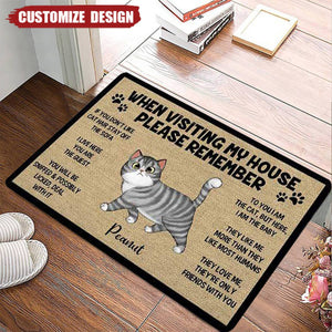 Please Remember When Visiting Cats House Personalized Doormat