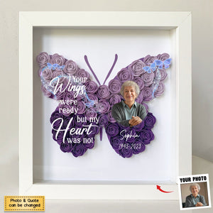 Personalized Butterfly Memorial Flower Shadow Box, Sympathy Gifts For Loss Of Family