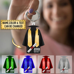 Graduate Cap And Gown Personalized Acrylic Keychain