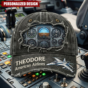 Personalized Airplane Cockpit Instrument Panel Classic Cap-Gifts For Pilot