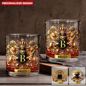 Lion/ Eagle/ Horse Coat Of Arms-Personalized Whiskey Glass