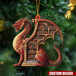 Personalized Dragon bookshelf Ornament - Book Lover Gift - 2024 New Release