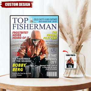 Custom Ice Fishing Magazine Cover, Fishing Gifts for Men, Fishing Gifts for Him, Fishing Dad Gift, Fishing Lover Gift