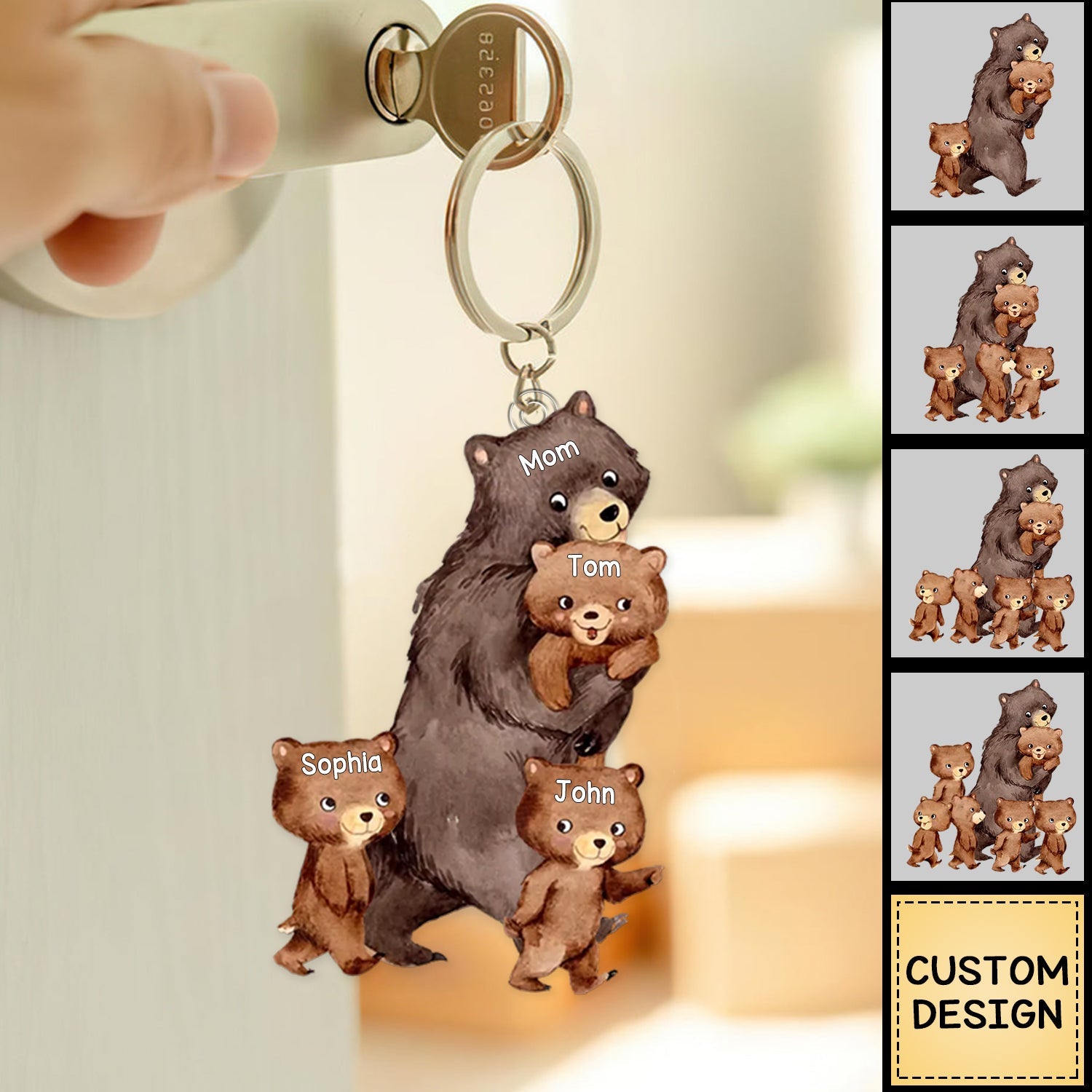 Grandma/Mama Bear With Little Kids - Personalized Acrylic Keychain - Gift For Mom, Grandma