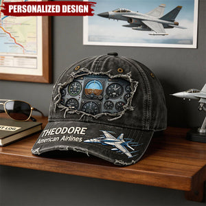 Personalized Airplane Cockpit Instrument Panel Classic Cap-Gifts For Pilot
