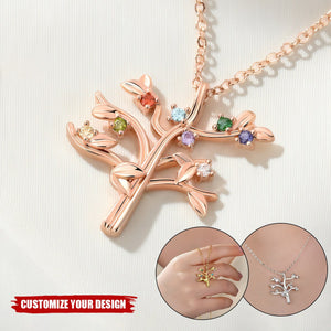 Personalized Family Tree 1-10 Birthstones Necklace Dainty Jewelry Birthday Anniversary Gift for Women
