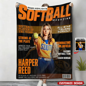 Personalized Softball Blanket - Gifts For Softball Player