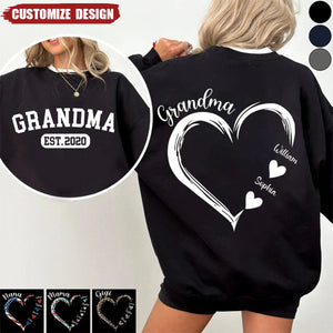 Personalized Mom Grandma Heart Sweatshirt