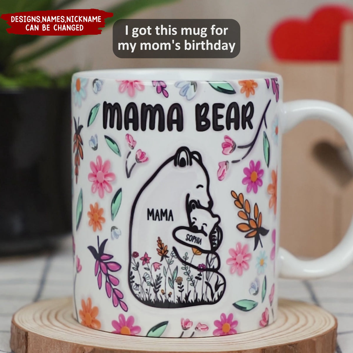 Personalized Mama Bear Floral Style Mug