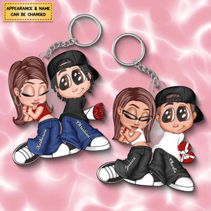 Y2K Couple Personalized Acrylic Keychain, Gift For Couples