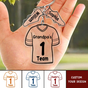 Daddy's Team - Gift For Father, Dad - Personalized Acrylic Tag Keychain