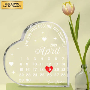 The Day You Became My Mummy, Date Remember Personalized Heart Shaped Acrylic Plaque