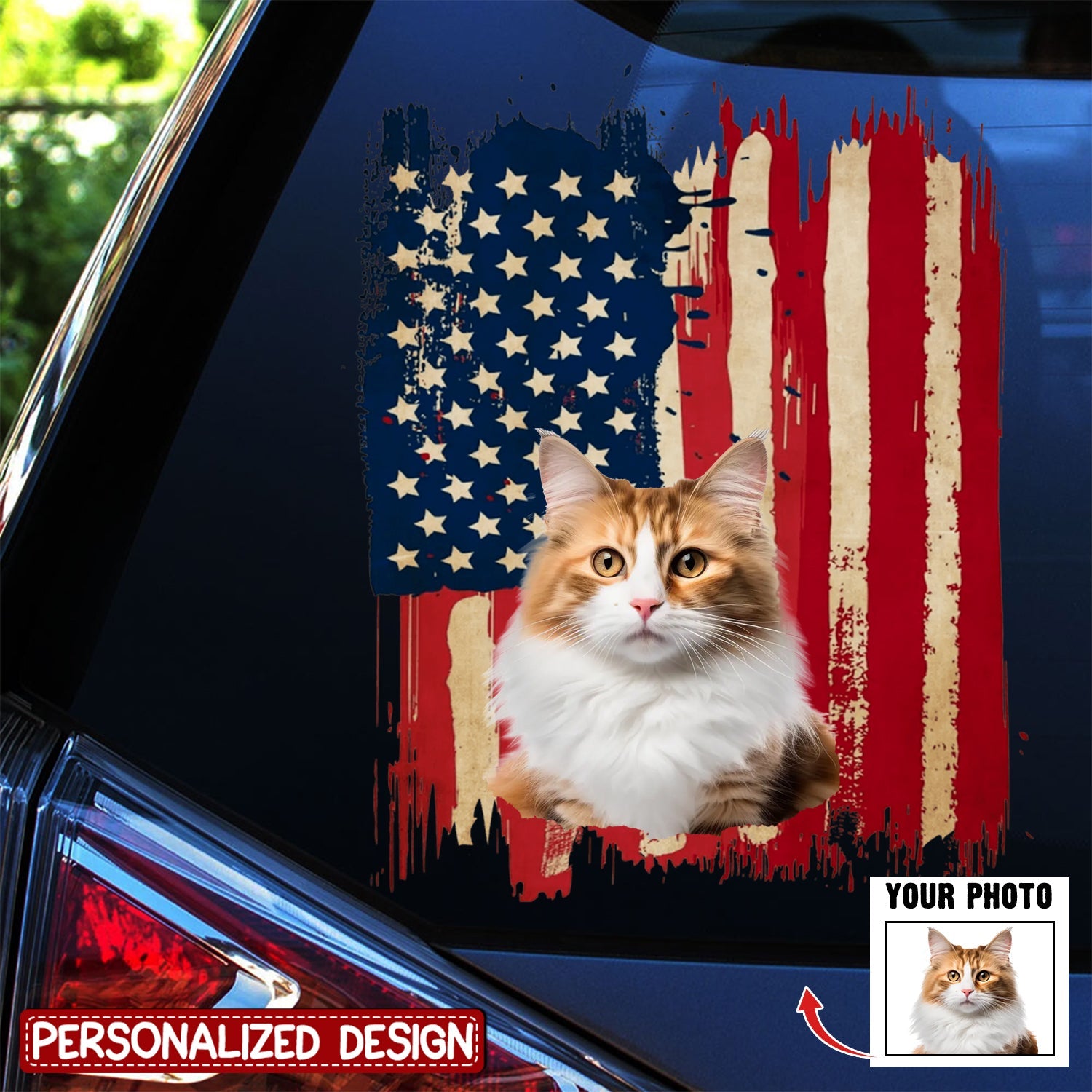 Personalized cat flag printed decal  - gift for cat lovers