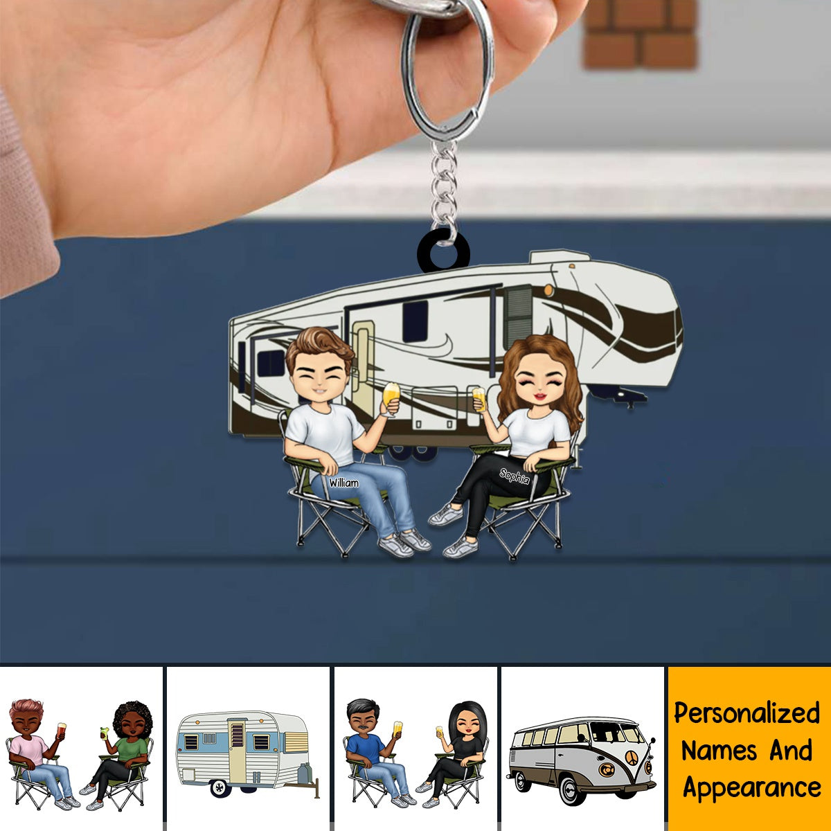 Drive Slow Drunk Campers Matter Husband Wife Camping Couple - Personalized Acrylic Keychain