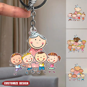 Gift For Grandma-Personalized Acrylic Keychain