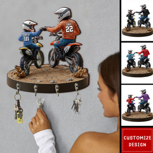 Dirt Bike Dad And Kid - Personalized Dirt Bike Key Rack