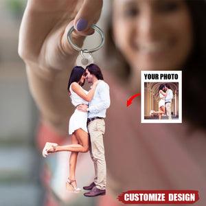 Personalized Couple Upload Photo Acrylic Keychain