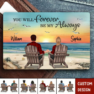 Retro Vintage Back View Couple Sitting Beach Landscape Personalized Wallet Card