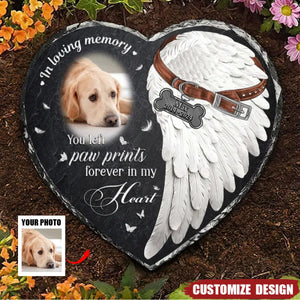 You Left Paw Prints Forever In My Heart - Personalized Memorial Photo Heart Lithograph