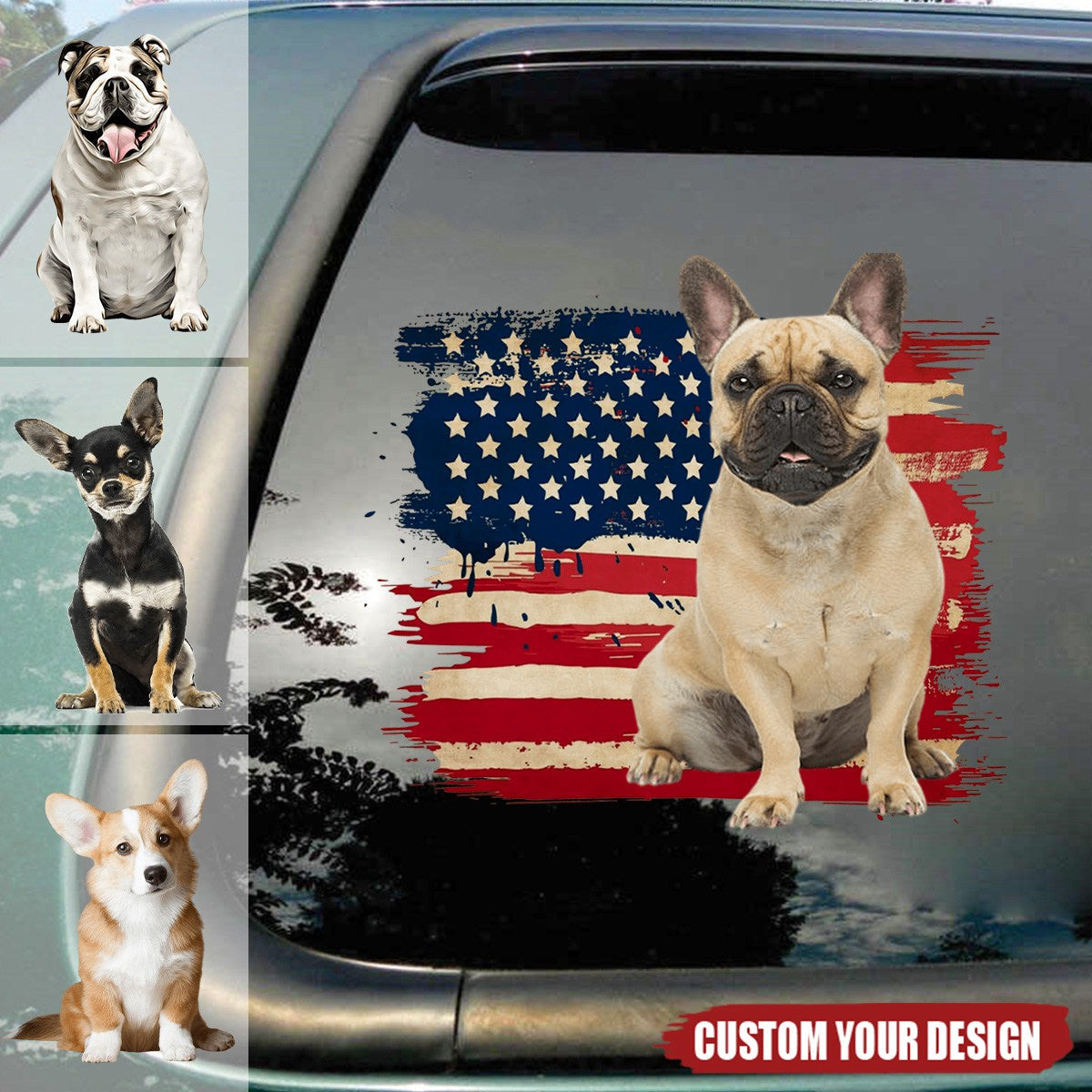 America personalized dog flag printed decal -  gift for dog lovers