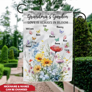 Grandma Garden's Love Is Always In Bloom-Personalized Grandma Flag Sign