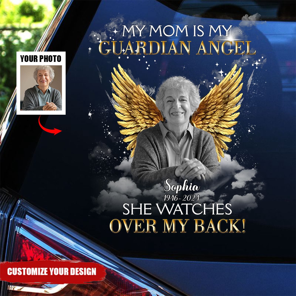 My Mom Is My Guardian Angel - Personalized Memorial Mom/ Dad Sticker/Decal