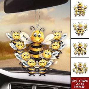 Personalized Bee Family Acrylic Car Ornament - Gift For Mom, Grandma