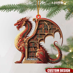 Personalized Dragon bookshelf Ornament - Book Lover Gift - 2024 New Release
