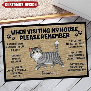 Please Remember When Visiting Cats House Personalized Doormat