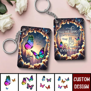 Family Butterflies 3D Hole Personalized Memorial Acrylic Keychain
