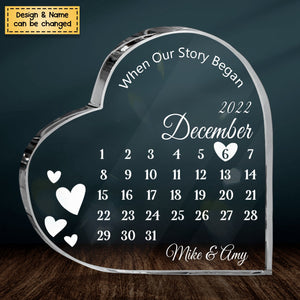 When Our Story Began -  Personalized Heart Shaped Acrylic Plaque - Gift For Couple