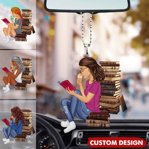 Just A Girl Who Loves Books - Reading Girl - Personalized Acrylic Car Ornament - Gift For Book Lovers