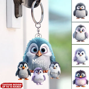 Personalized Cooler Penguins with Kid Names Acrylic Keychain
