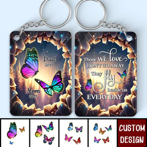 Family Butterflies 3D Hole Personalized Memorial Acrylic Keychain