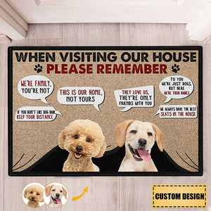 Custom Photo When Visiting Our House Please Remember - Decor Gift For Dog Lovers - Personalized Doormat