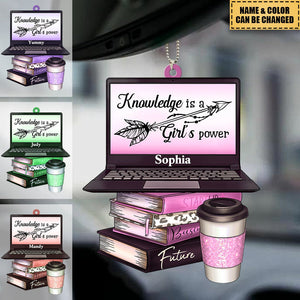 Knowledge Is A Girl's Power - Personalized Acrylic Car / Christmas Ornament