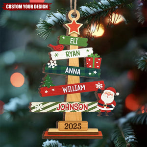 Custom Wood Ornament - Personalized Christmas Birthday Gifts For Mom, Dad, Kids - Our Family Christmas Tree
